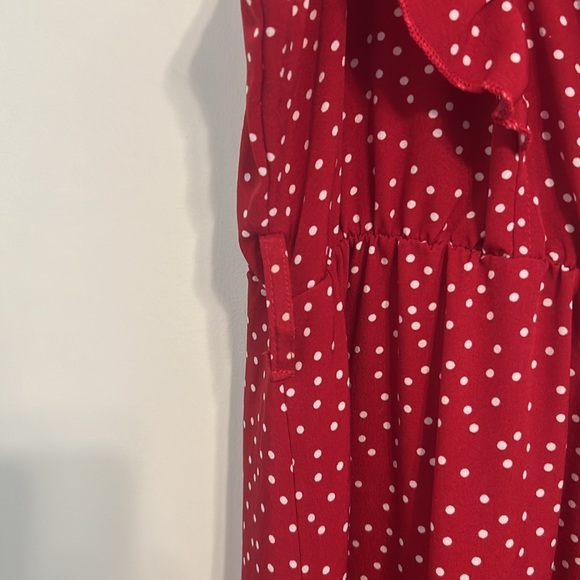 Red polka dot dress with ruffle detail - Picture 3 of 5